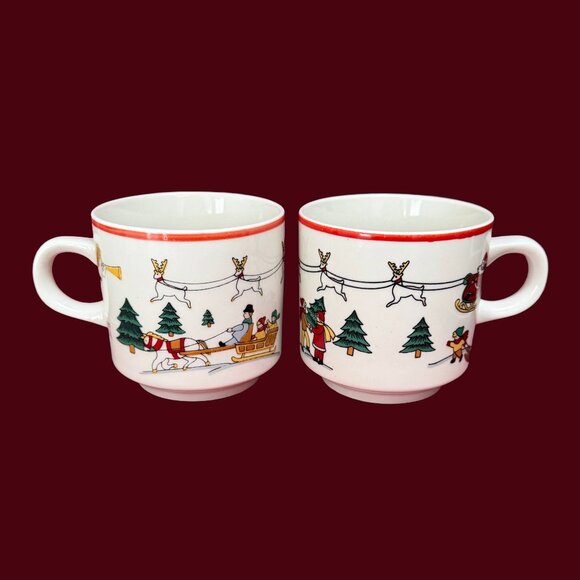 Set of 6 Vintage 1980s Jamestown China Coffee Mugs: The Joy of Christmas 1987 - Picture 3 of 8